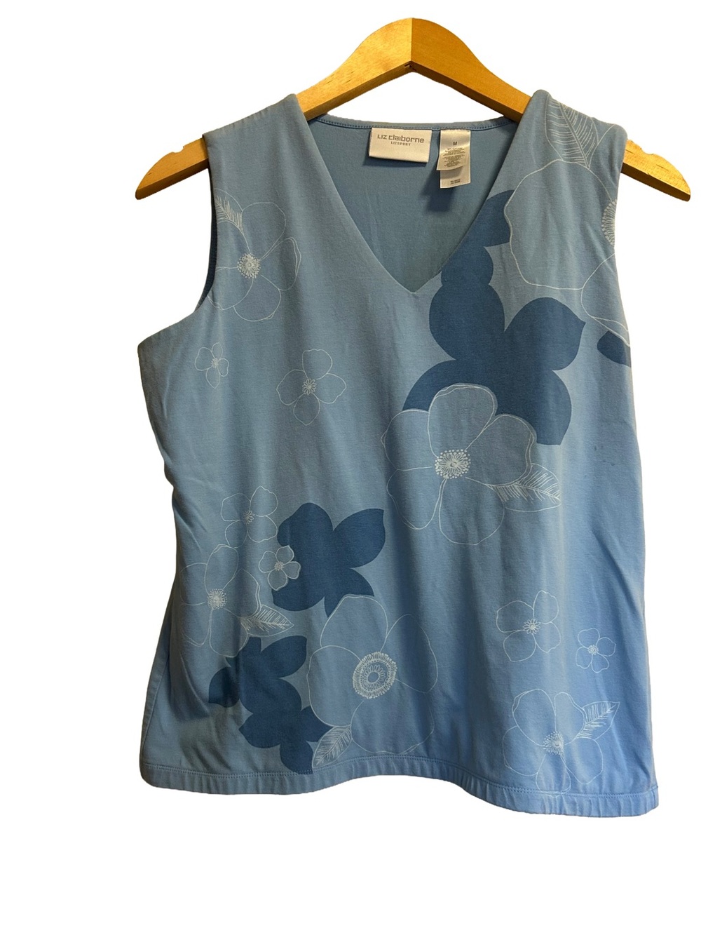 Vintage Y2K Liz Claiborne Lizsport Abstract Floral V Neck Tank Top M